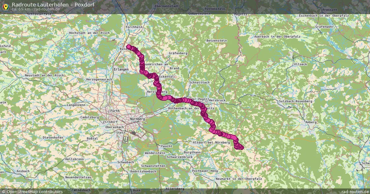 Fahrradroute Lauterhofen – Poxdorf (65 km) – Rad-Routen.de