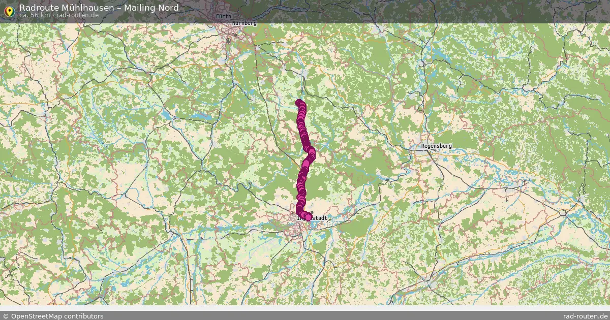 Fahrradroute Mühlhausen – Mailing Nord (56 km) – Rad-Routen.de