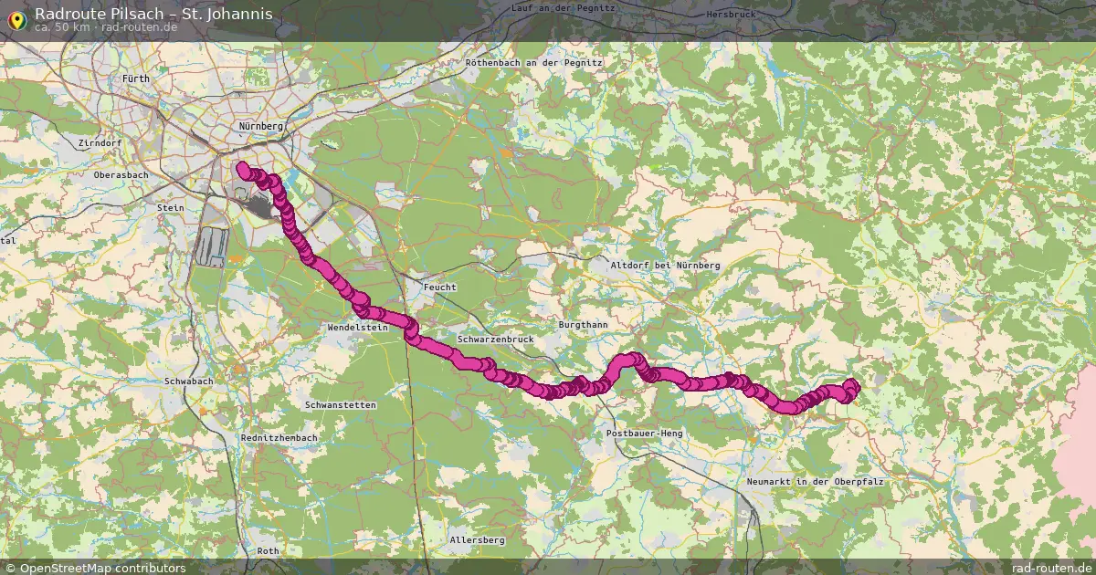 Fahrradroute Pilsach – St. Johannis (50 km) – Rad-Routen.de