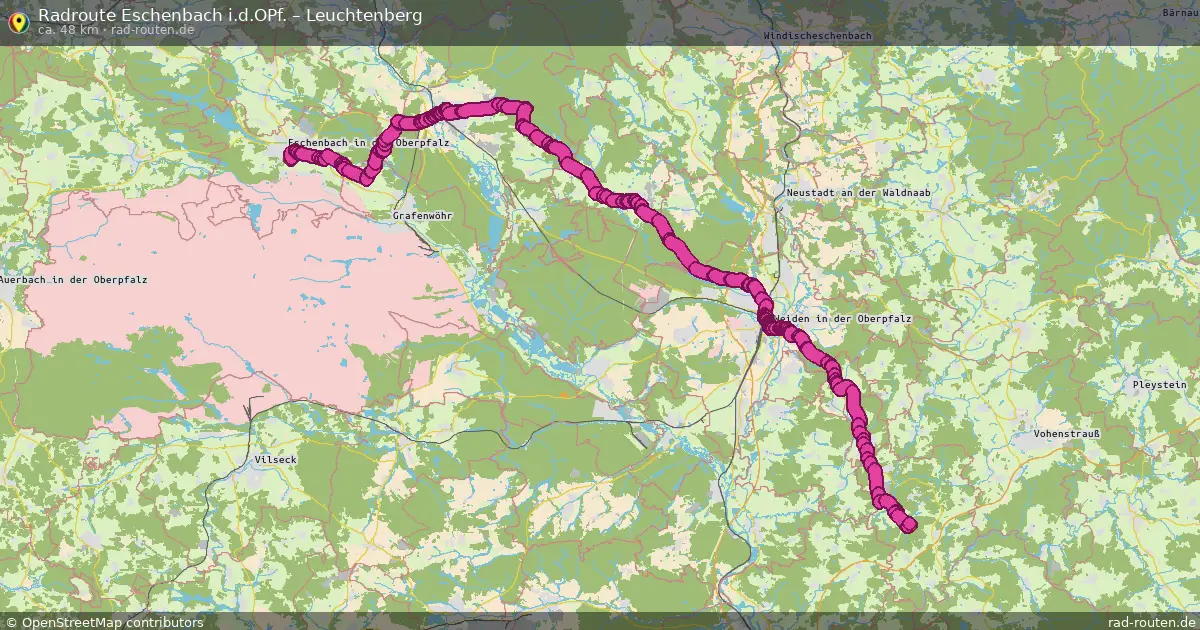 Fahrradroute Eschenbach I.d.opf. – Leuchtenberg (48 km) – Rad-Routen.de