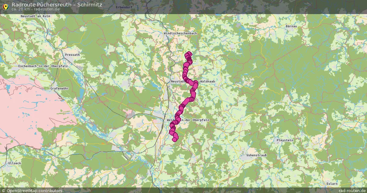 Fahrradroute Püchersreuth – Schirmitz (20 km) – Rad-Routen.de