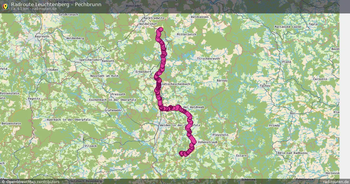 Fahrradroute Leuchtenberg – Pechbrunn (61 km) – Rad-Routen.de