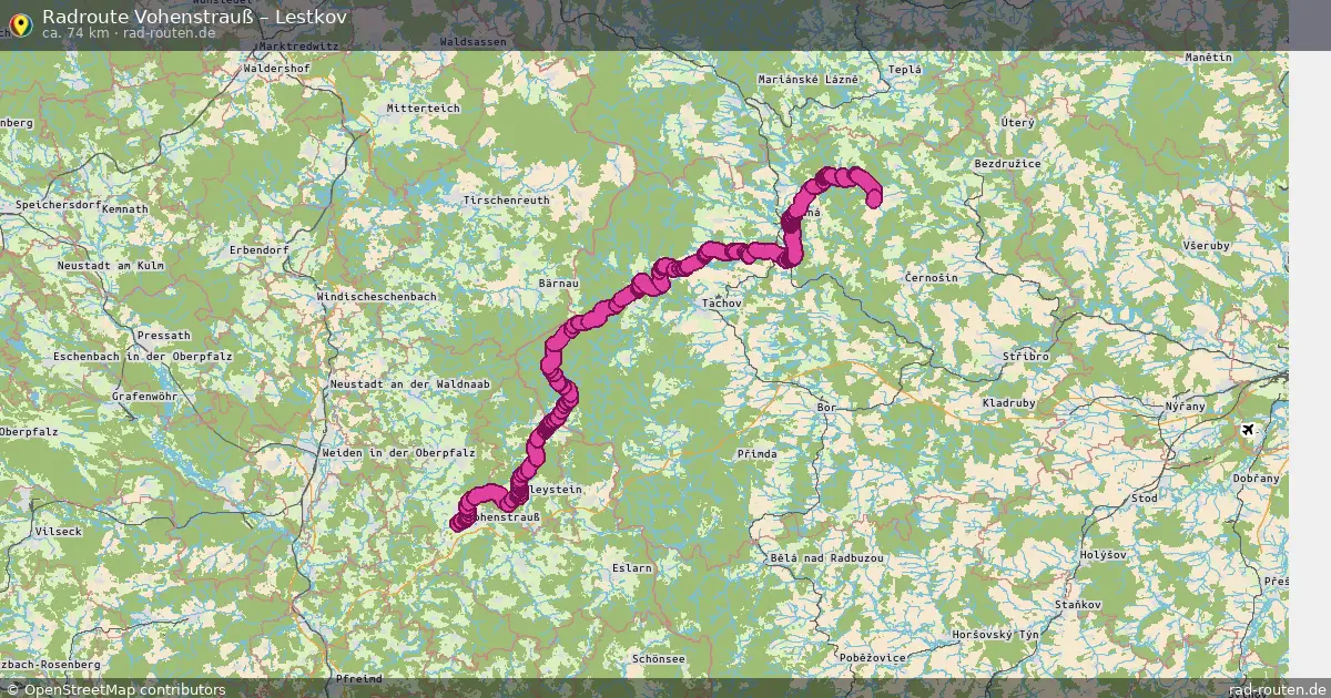Fahrradroute Vohenstrauß – Lestkov (74 km) – Rad-Routen.de