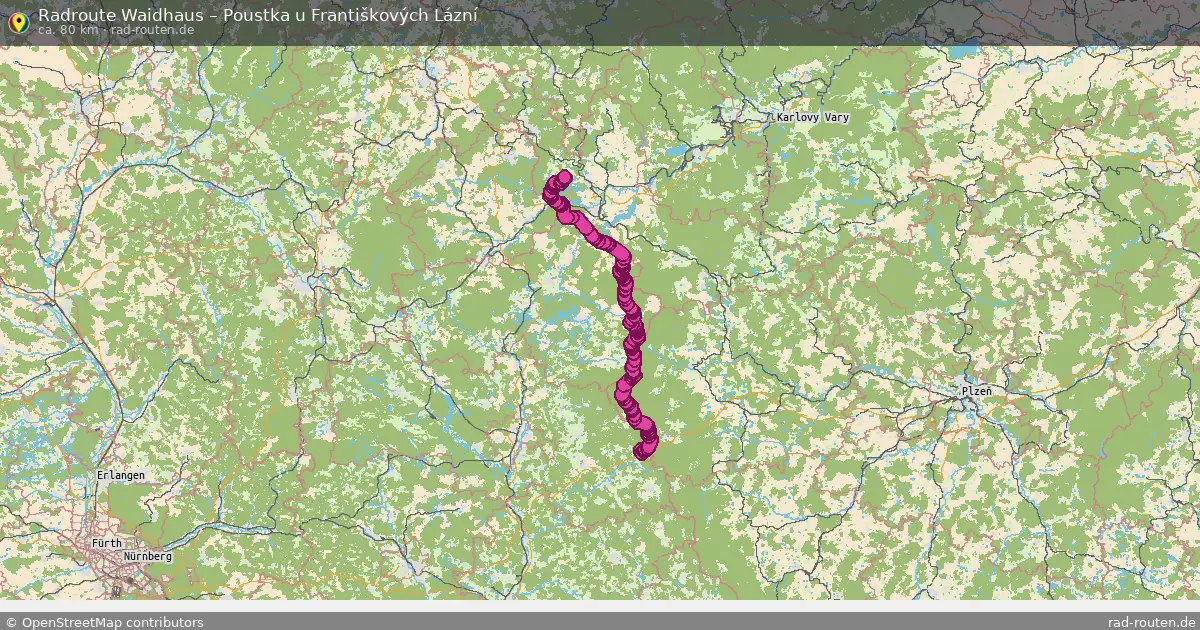 Fahrradroute Waidhaus – Poustka U Františkových Lázní (80 km) – Rad-Routen.de