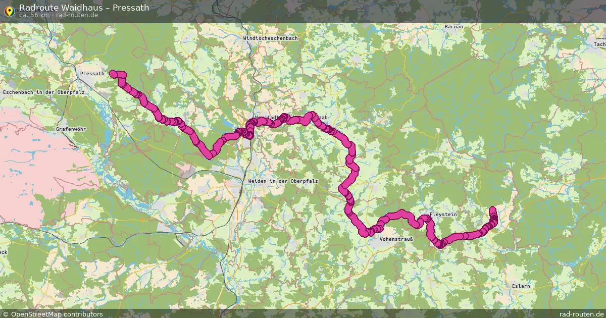 Fahrradroute Waidhaus – Pressath (56 km) – Rad-Routen.de