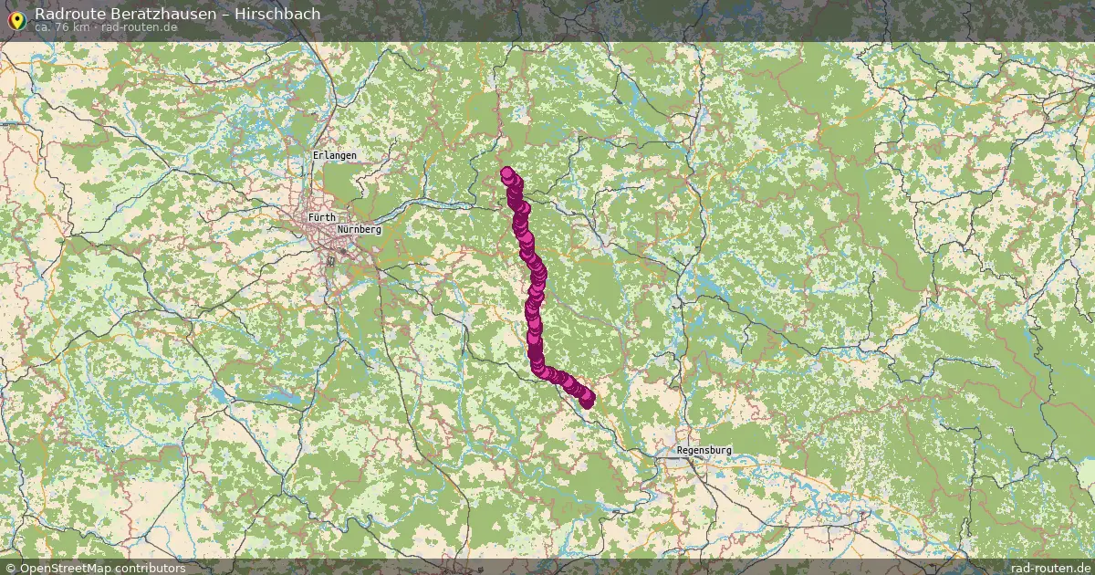 Fahrradroute Beratzhausen – Hirschbach (76 km) – Rad-Routen.de