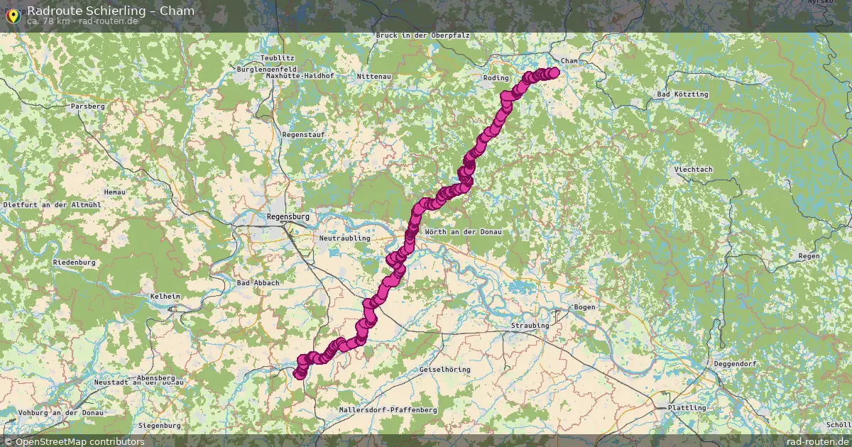 Fahrradroute Schierling – Cham (78 km) – Rad-Routen.de