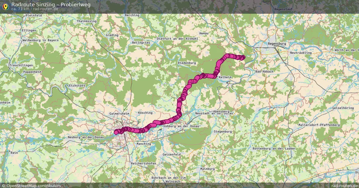 Fahrradroute Sinzing – Probierlweg (71 km) – Rad-Routen.de