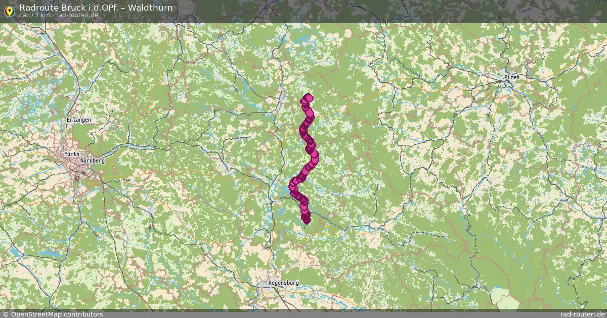 Fahrradroute Bruck I.d.opf. – Waldthurn (73 km) – Rad-Routen.de