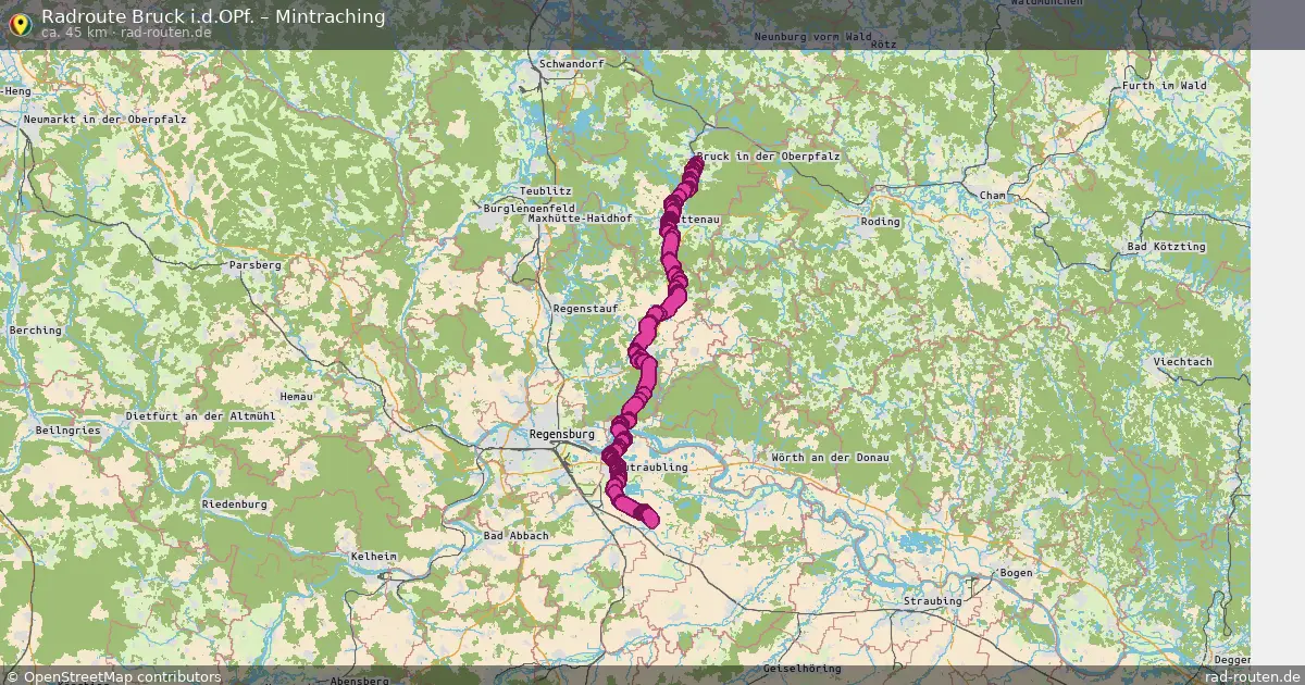Fahrradroute Bruck I.d.opf. – Mintraching (45 km) – Rad-Routen.de