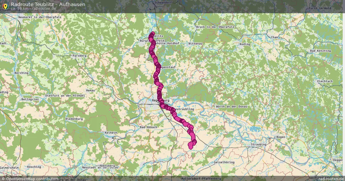Fahrradroute Teublitz – Aufhausen (59 km) – Rad-Routen.de