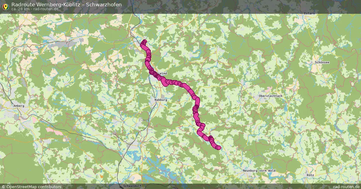 Fahrradroute Wernberg-Köblitz – Schwarzhofen (28 km) – Rad-Routen.de