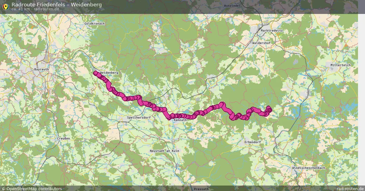Fahrradroute Friedenfels – Weidenberg (41 km) – Rad-Routen.de