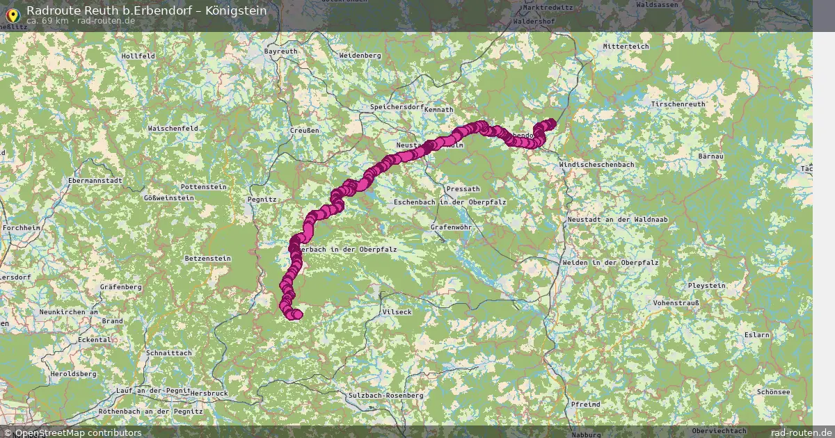 Fahrradroute Reuth B.erbendorf – Königstein (69 km) – Rad-Routen.de