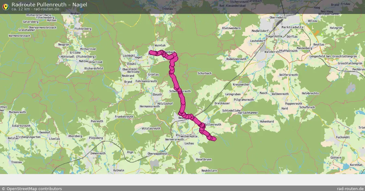 Fahrradroute Pullenreuth – Nagel (12 km) – Rad-Routen.de