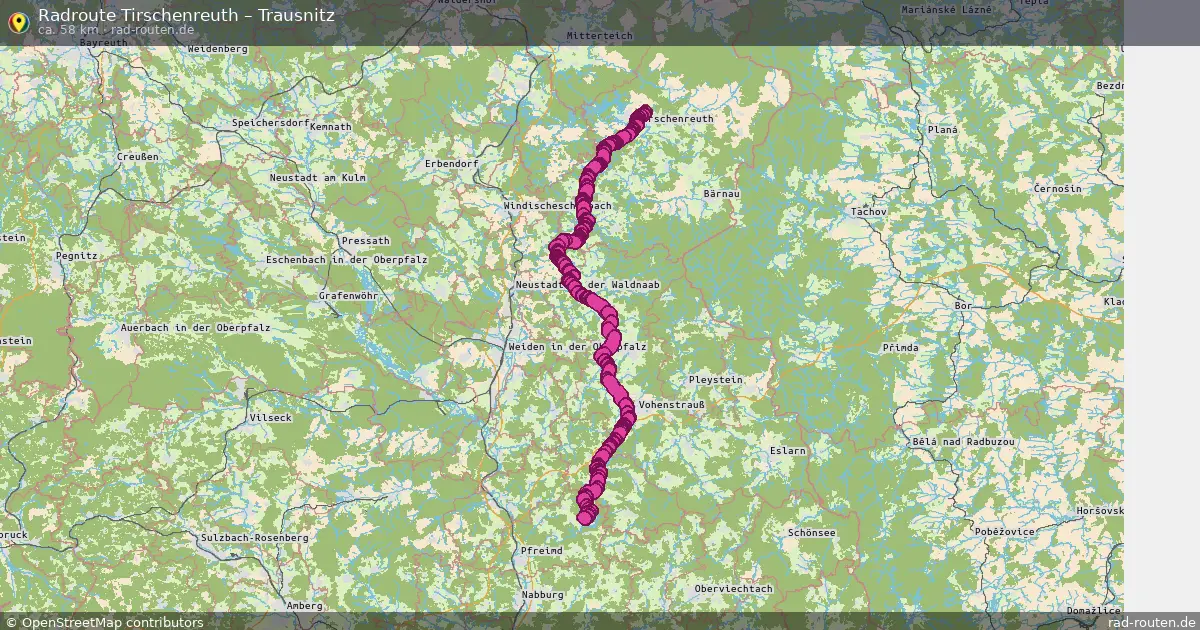 Fahrradroute Tirschenreuth – Trausnitz (58 km) – Rad-Routen.de