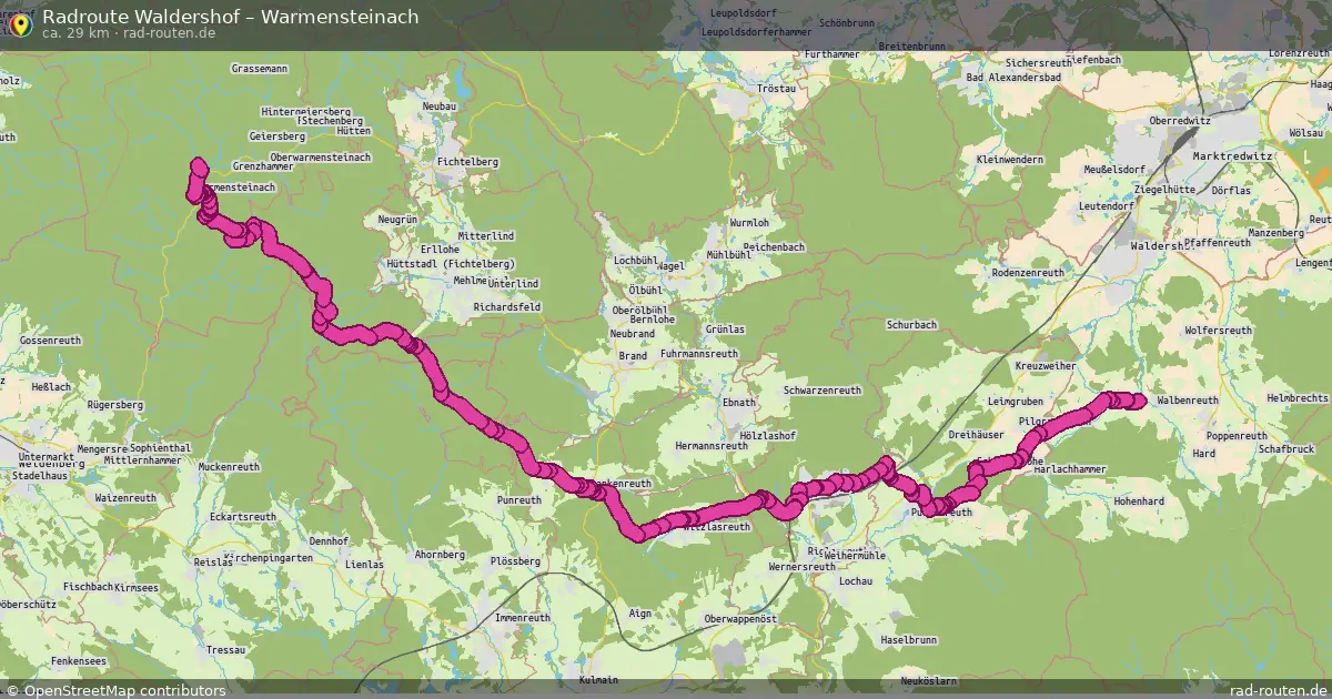 Fahrradroute Waldershof – Warmensteinach (29 km) – Rad-Routen.de