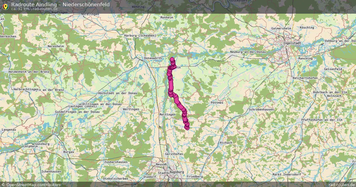 Fahrradroute Aindling – Niederschönenfeld (31 km) – Rad-Routen.de