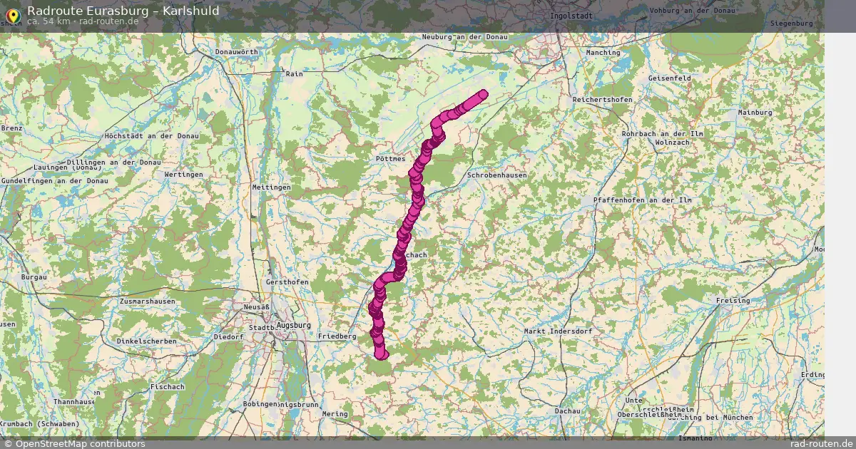 Fahrradroute Eurasburg – Karlshuld (54 km) – Rad-Routen.de