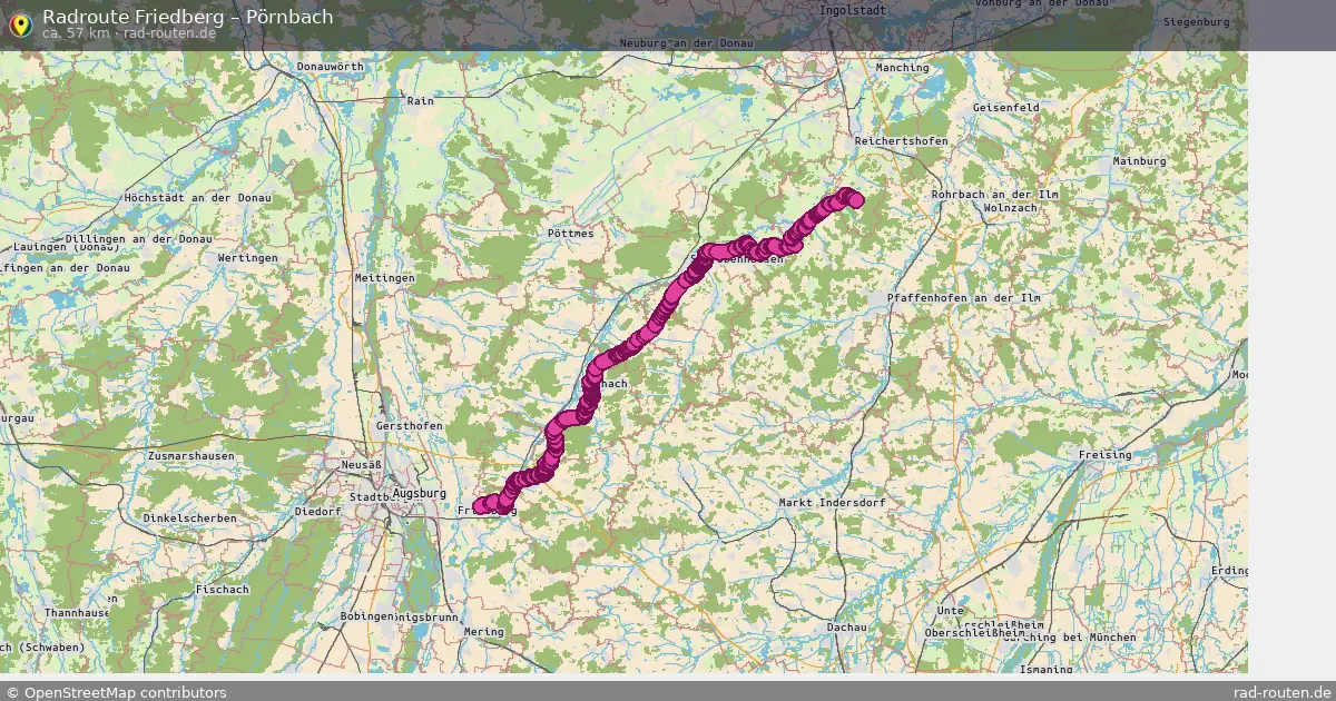 Fahrradroute Friedberg – Pörnbach (57 km) – Rad-Routen.de