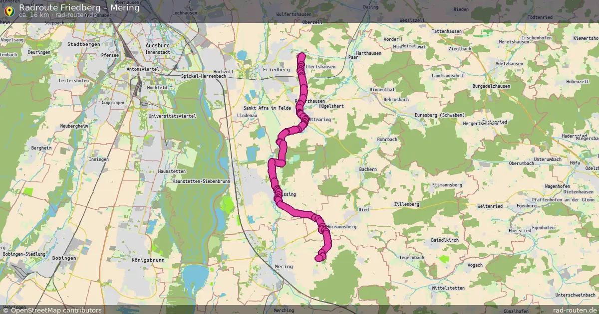 Fahrradroute Friedberg – Mering (16 km) – Rad-Routen.de