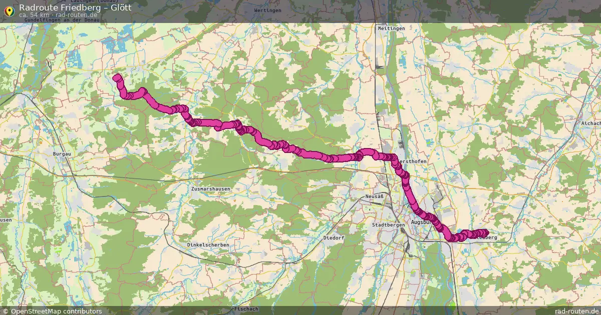 Fahrradroute Friedberg – Glött (54 km) – Rad-Routen.de