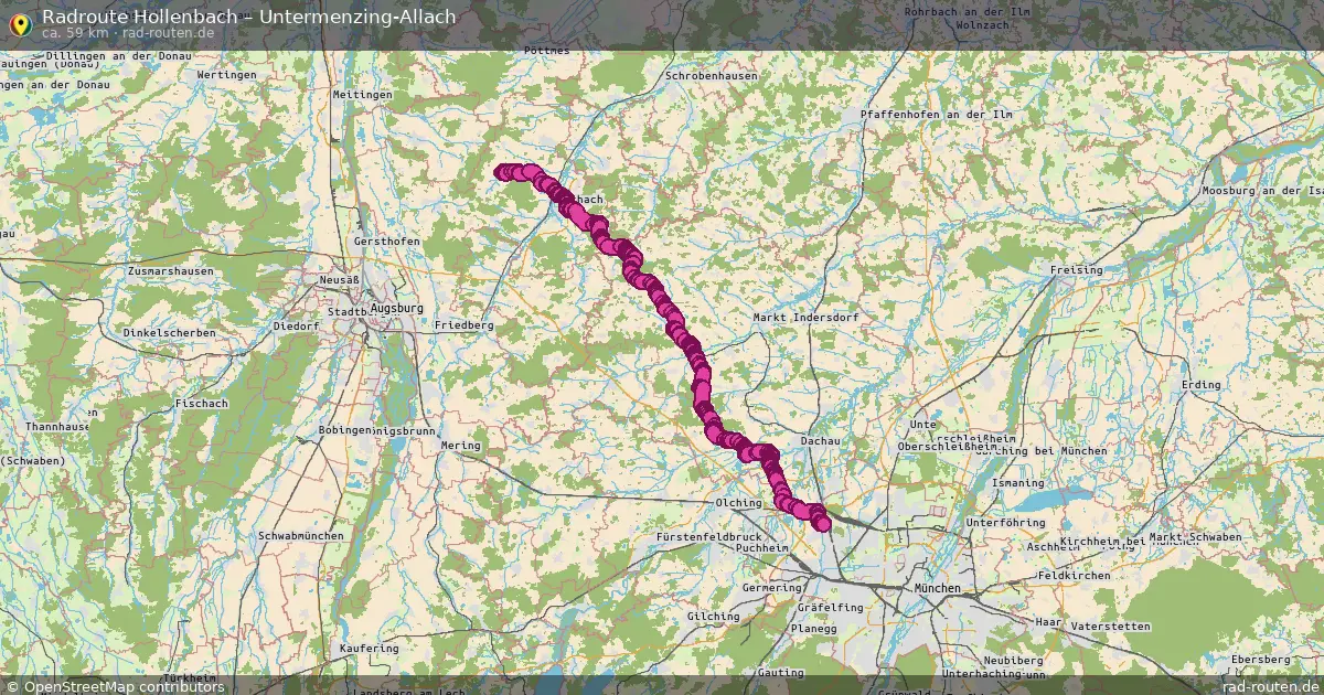 Fahrradroute Hollenbach – Untermenzing-Allach (59 km) – Rad-Routen.de