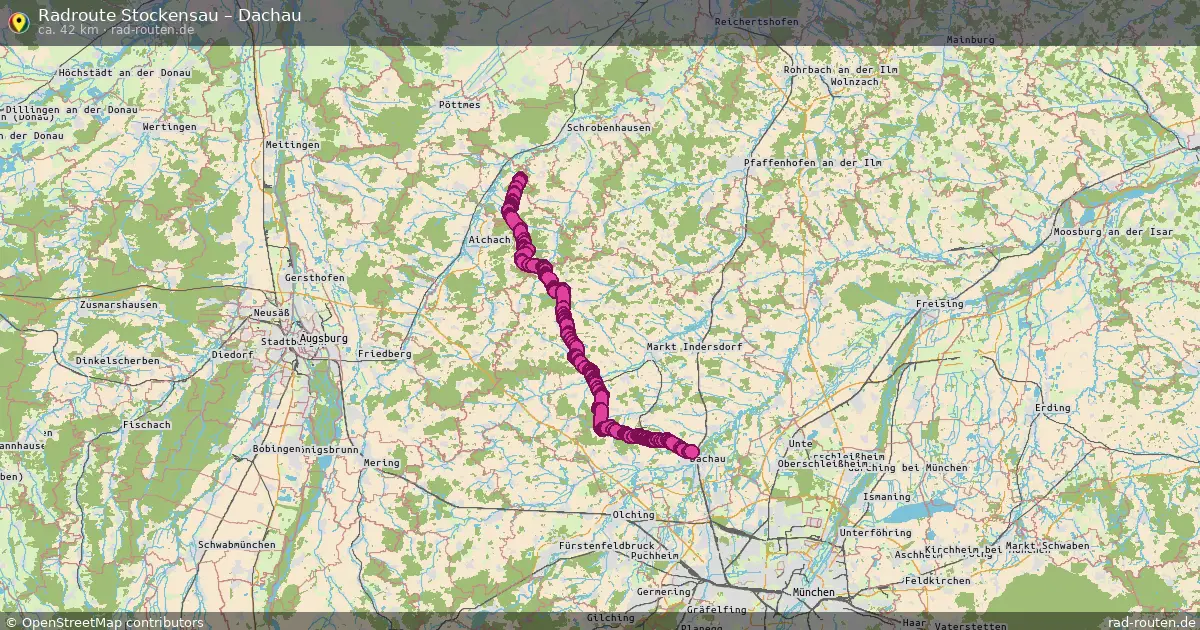 Fahrradroute Stockensau – Dachau (44 km) – Rad-Routen.de