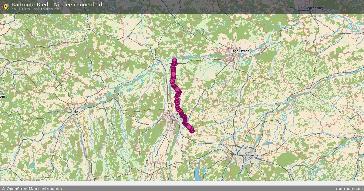 Fahrradroute Ried – Niederschönenfeld (70 km) – Rad-Routen.de