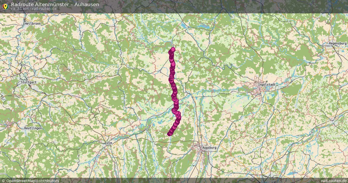 Fahrradroute Altenmünster – Auhausen (81 km) – Rad-Routen.de