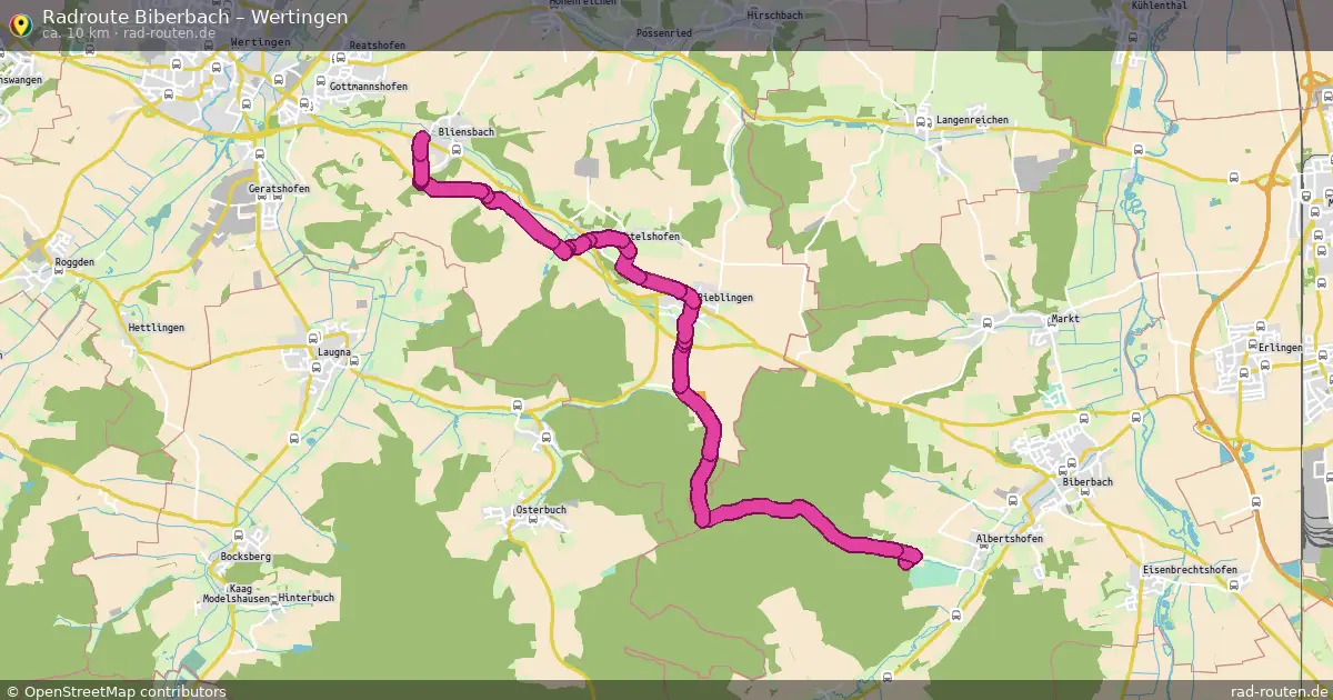 Fahrradroute Biberbach – Wertingen (10 km) – Rad-Routen.de