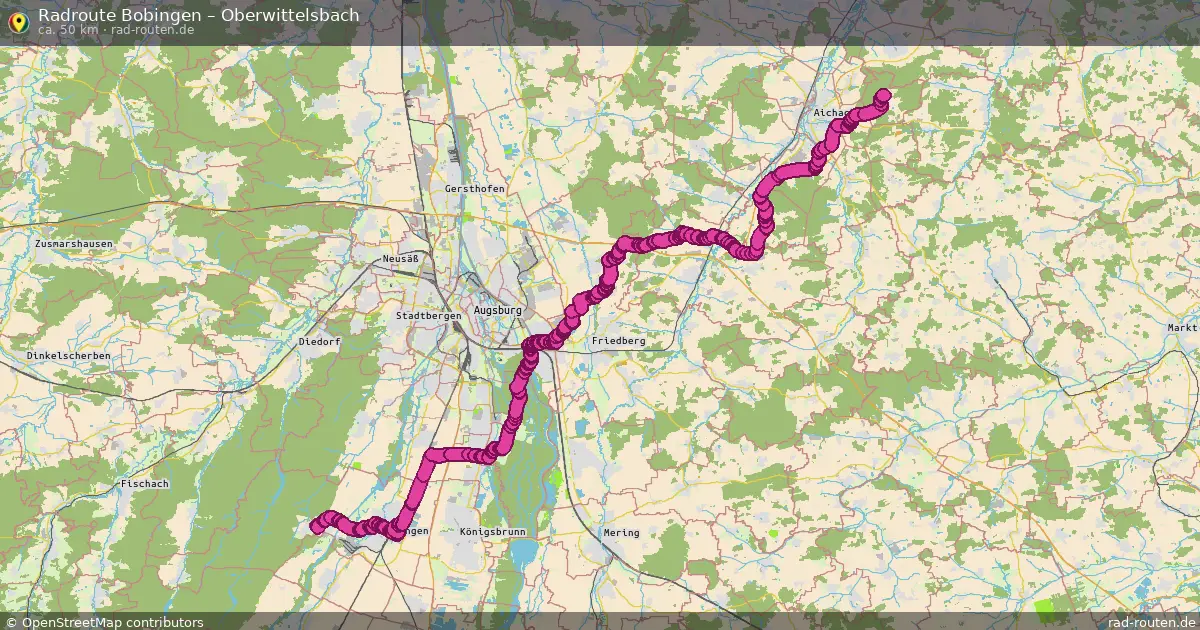 Fahrradroute Bobingen – Oberwittelsbach (50 km) – Rad-Routen.de