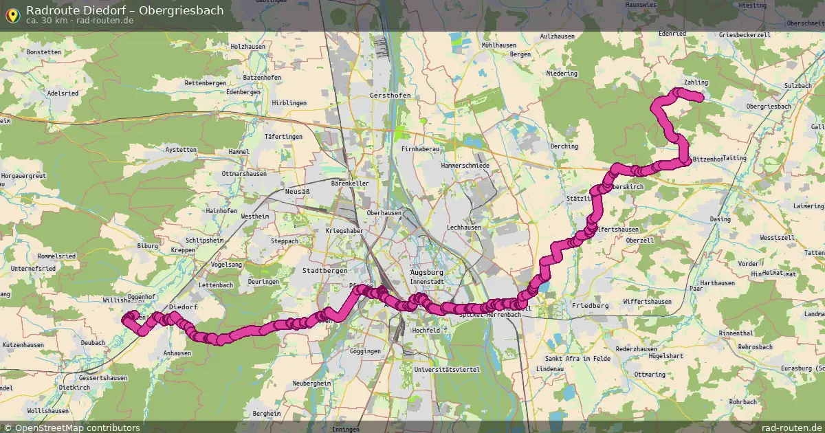 Fahrradroute Diedorf – Obergriesbach (30 km) – Rad-Routen.de
