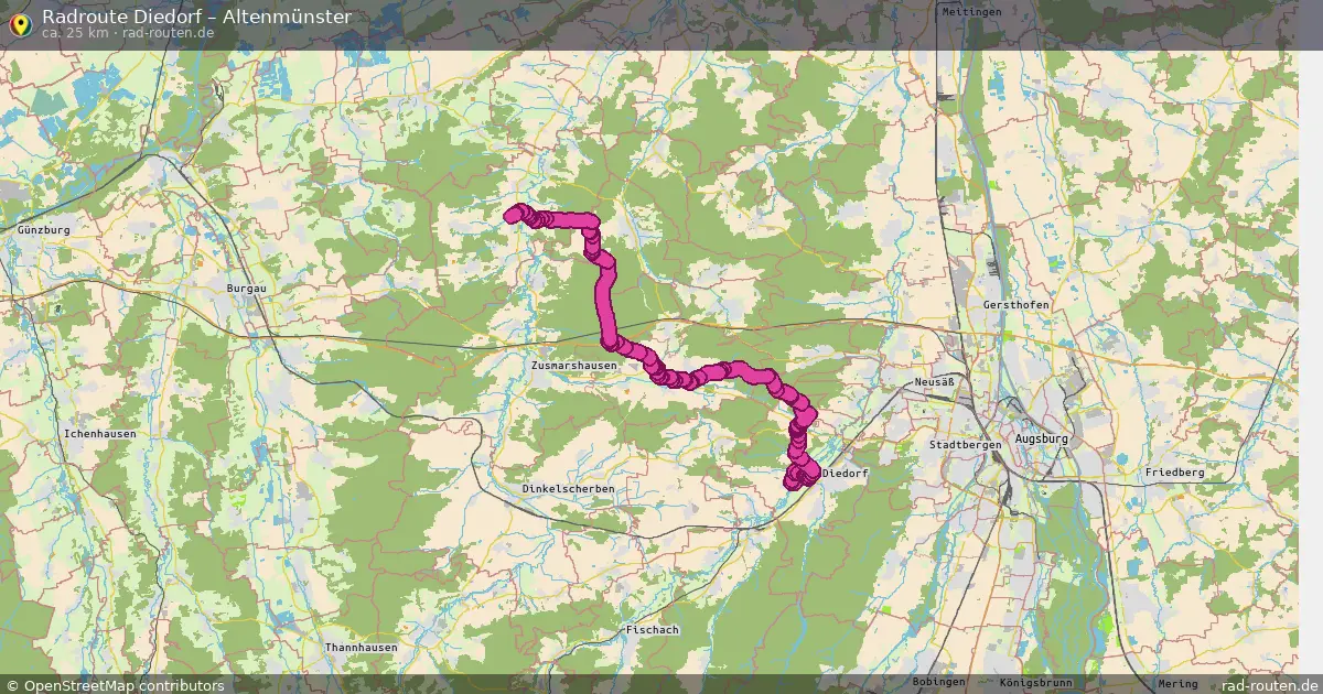 Fahrradroute Diedorf – Altenmünster (25 km) – Rad-Routen.de