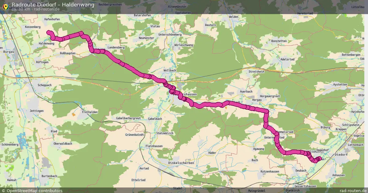 Fahrradroute Diedorf – Haldenwang (30 km) – Rad-Routen.de