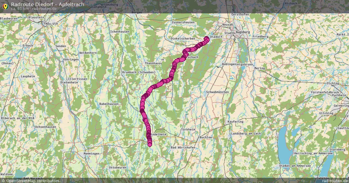 Fahrradroute Diedorf – Apfeltrach (61 km) – Rad-Routen.de