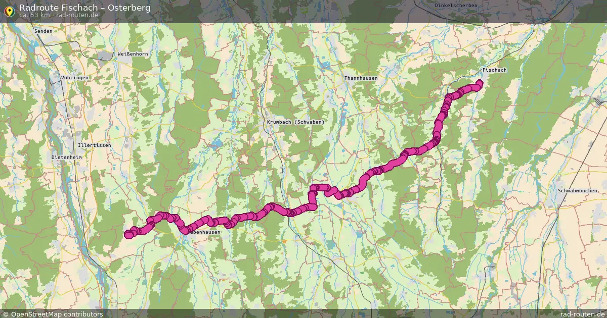 Fahrradroute Fischach – Osterberg (53 km) – Rad-Routen.de