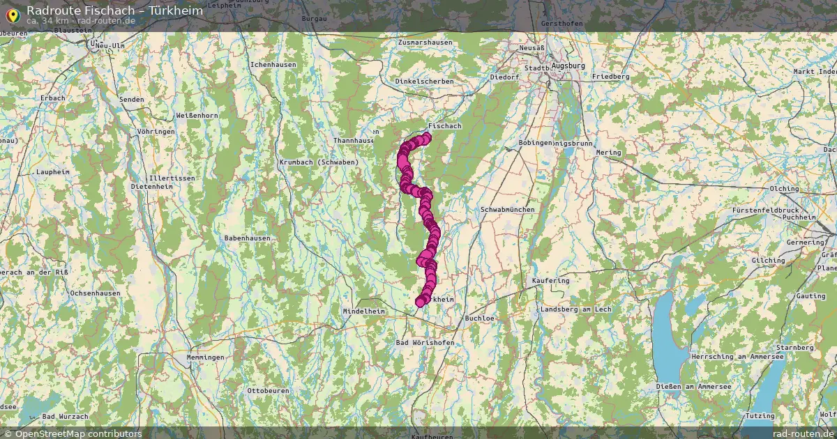 Fahrradroute Fischach – Türkheim (34 km) – Rad-Routen.de