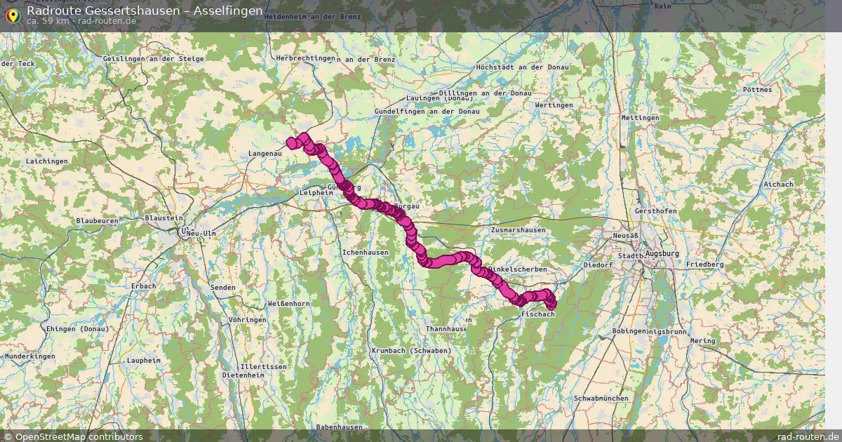 Fahrradroute Gessertshausen – Asselfingen (59 km) – Rad-Routen.de