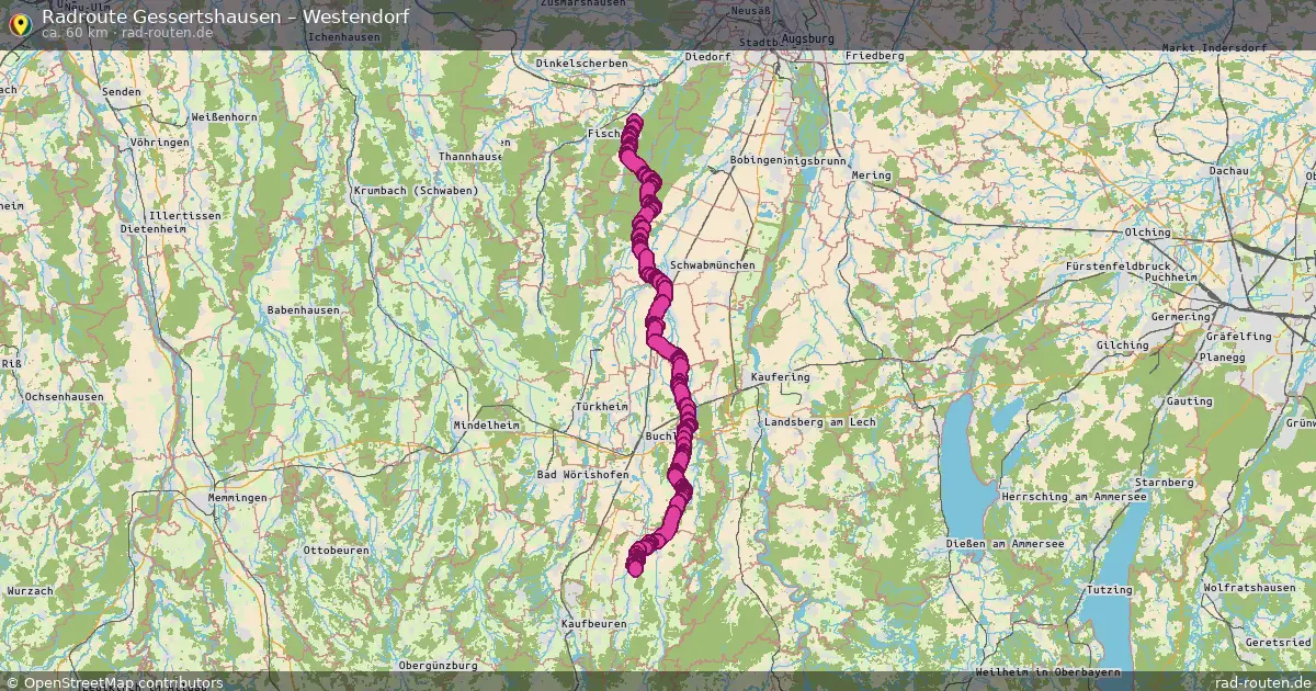 Fahrradroute Gessertshausen – Westendorf (60 km) – Rad-Routen.de