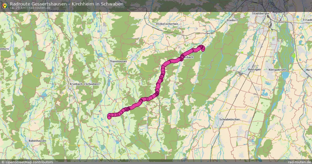 Fahrradroute Gessertshausen – Kirchheim In Schwaben (29 km) – Rad-Routen.de