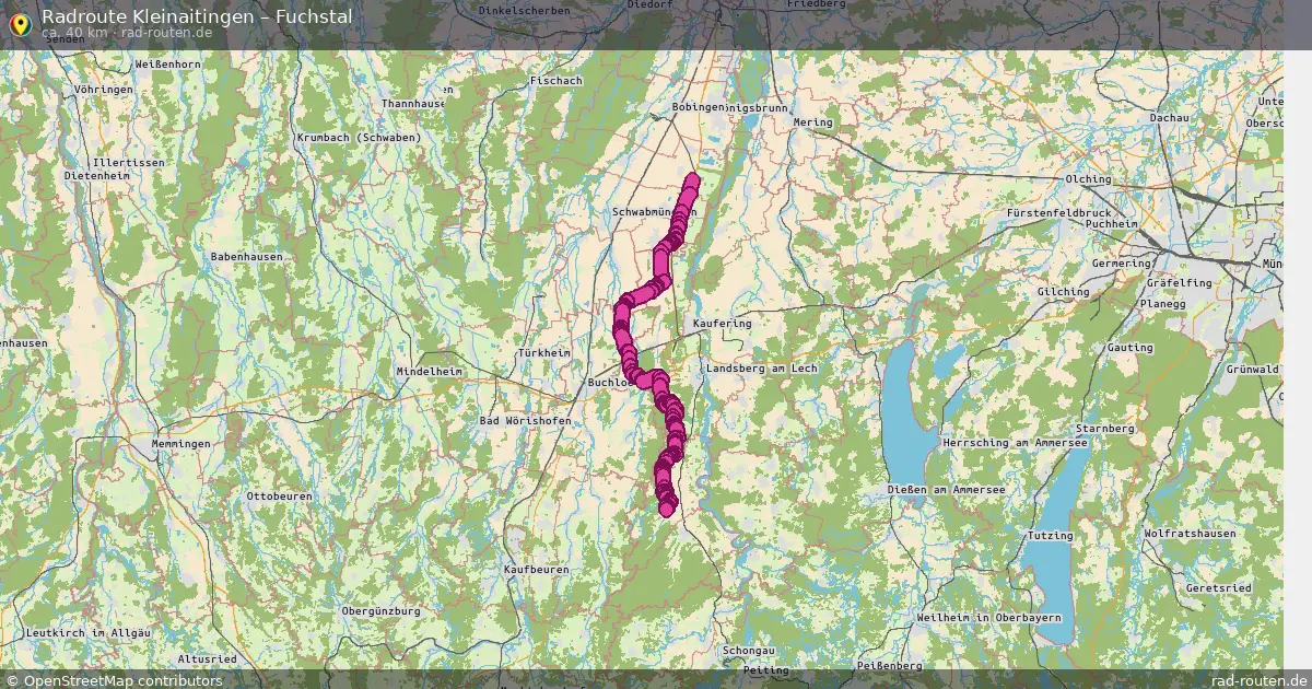 Fahrradroute Kleinaitingen – Fuchstal (40 km) – Rad-Routen.de