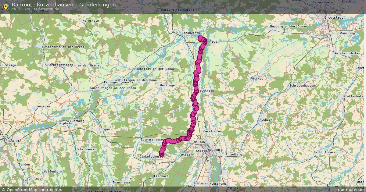 Fahrradroute Kutzenhausen – Genderkingen (61 km) – Rad-Routen.de