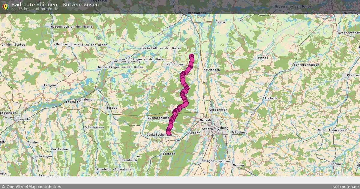 Fahrradroute Ehingen – Kutzenhausen (36 km) – Rad-Routen.de