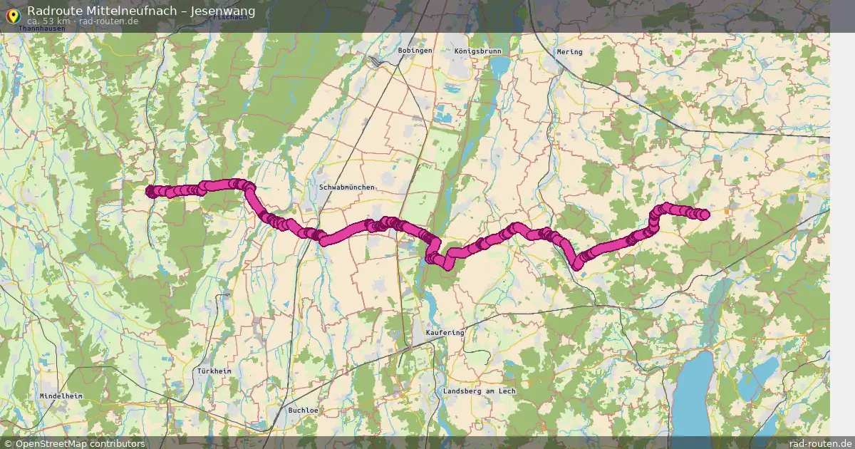 Fahrradroute Mittelneufnach – Jesenwang (53 km) – Rad-Routen.de