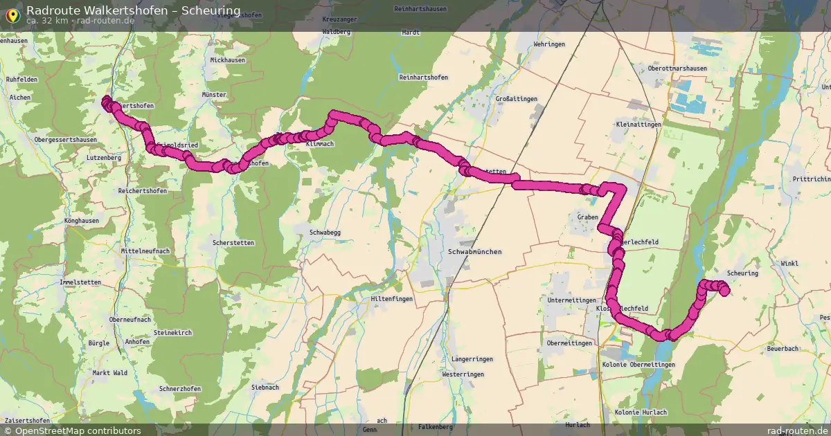 Fahrradroute Walkertshofen – Scheuring (32 km) – Rad-Routen.de