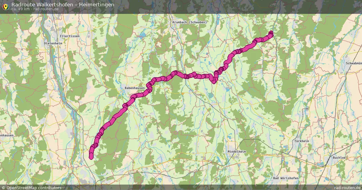 Fahrradroute Walkertshofen – Heimertingen (49 km) – Rad-Routen.de