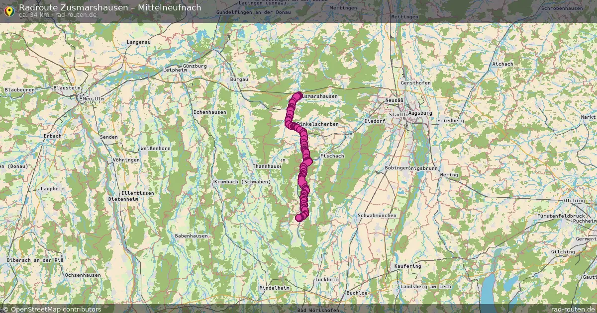 Fahrradroute Zusmarshausen – Mittelneufnach (34 km) – Rad-Routen.de