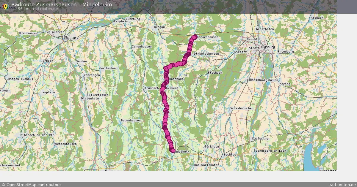 Fahrradroute Zusmarshausen – Mindelheim (56 km) – Rad-Routen.de