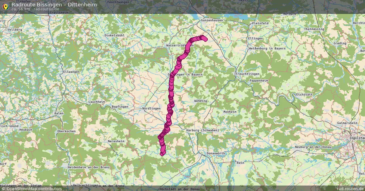 Fahrradroute Bissingen – Dittenheim (56 km) – Rad-Routen.de